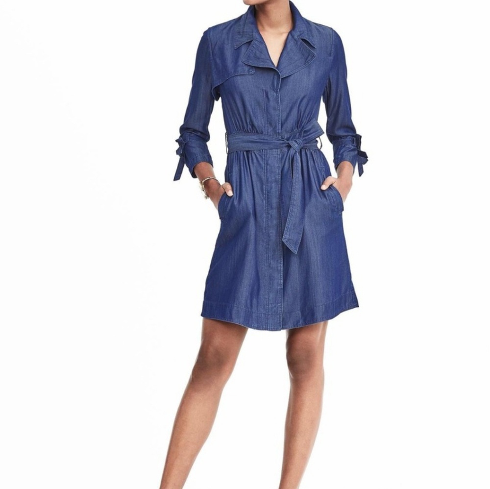 Banana Republic Chambray Trench Dress Size 2